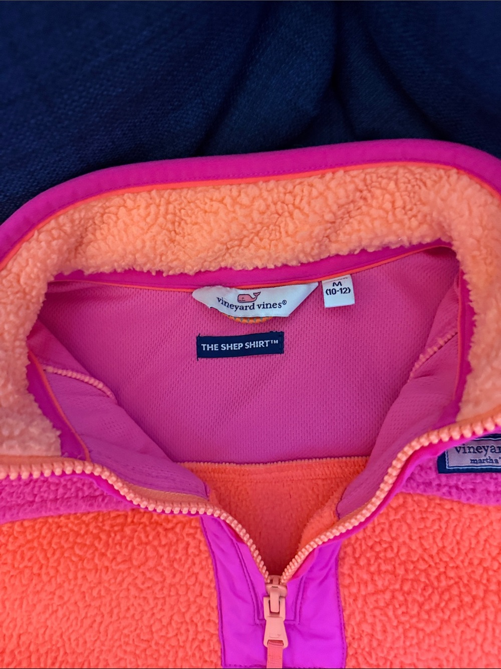 Vineyard Vines Pink & Orange Sherpa Pullover